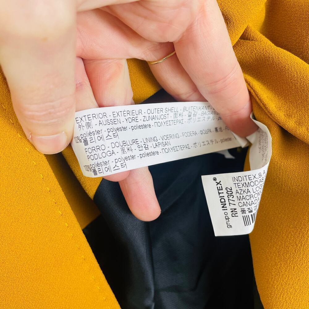 Zara Women’s Mustard Yellow Fitted Blazer with Belt size Small - Picture 5 of 8